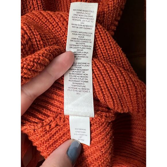 Chico's Women's Ribbed Key Hole Turtleneck Sweater Long Sleeve Orange Size 1 (M) - Picture 8 of 10